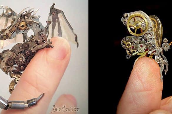 Spectacular Steampunk Tiny Sculptures Made Of Old Watch Parts