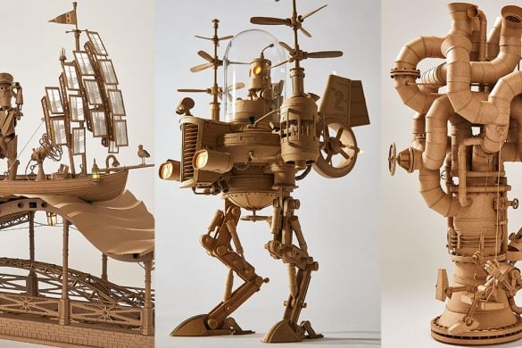 Spectacular Robotic Cardboard Sculptures with fully articulated parts and Working Motors