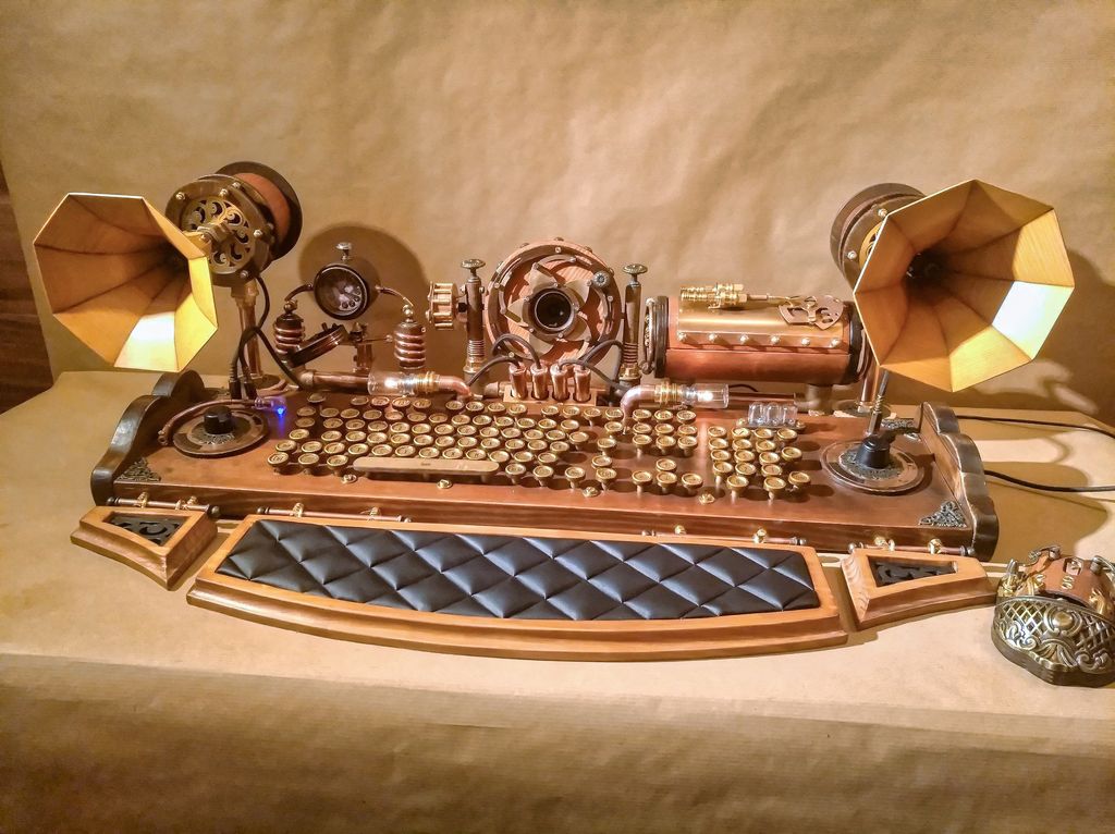 Set Of Steampunk Keyboard, Mouse, Speakers And Camera | Steampunk