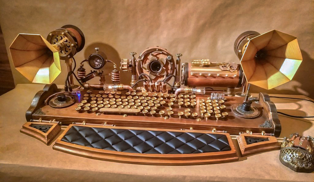 Set Of Steampunk Keyboard, Mouse, Speakers And Camera | Steampunk